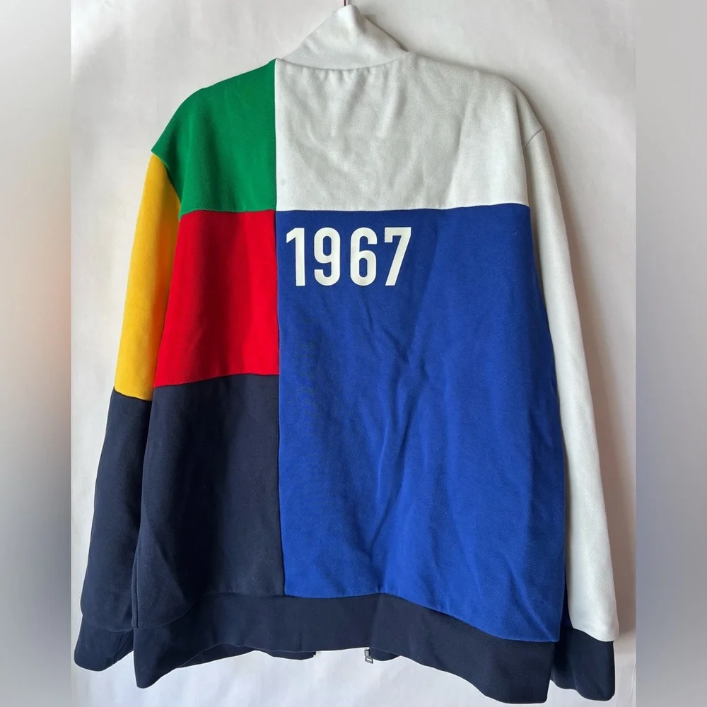Polo Ralph Lauren Mens Large Tennis Mesh‎ Colorblock Zip Track Jacket